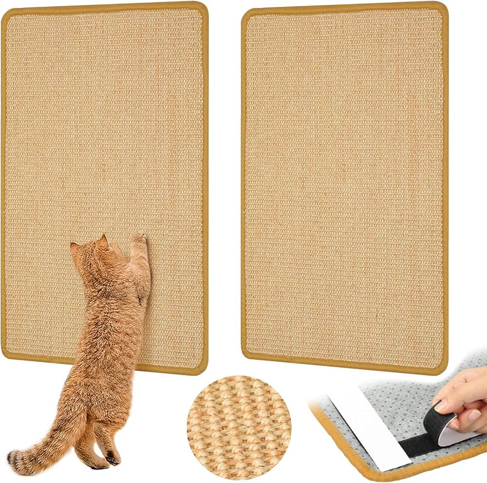 Carpet Cat Scratching Mat Sisal, 2 Packs Sisal Fabric Large 23.6" x 15.7" Cat Scratching Pad for ... | Amazon (US)