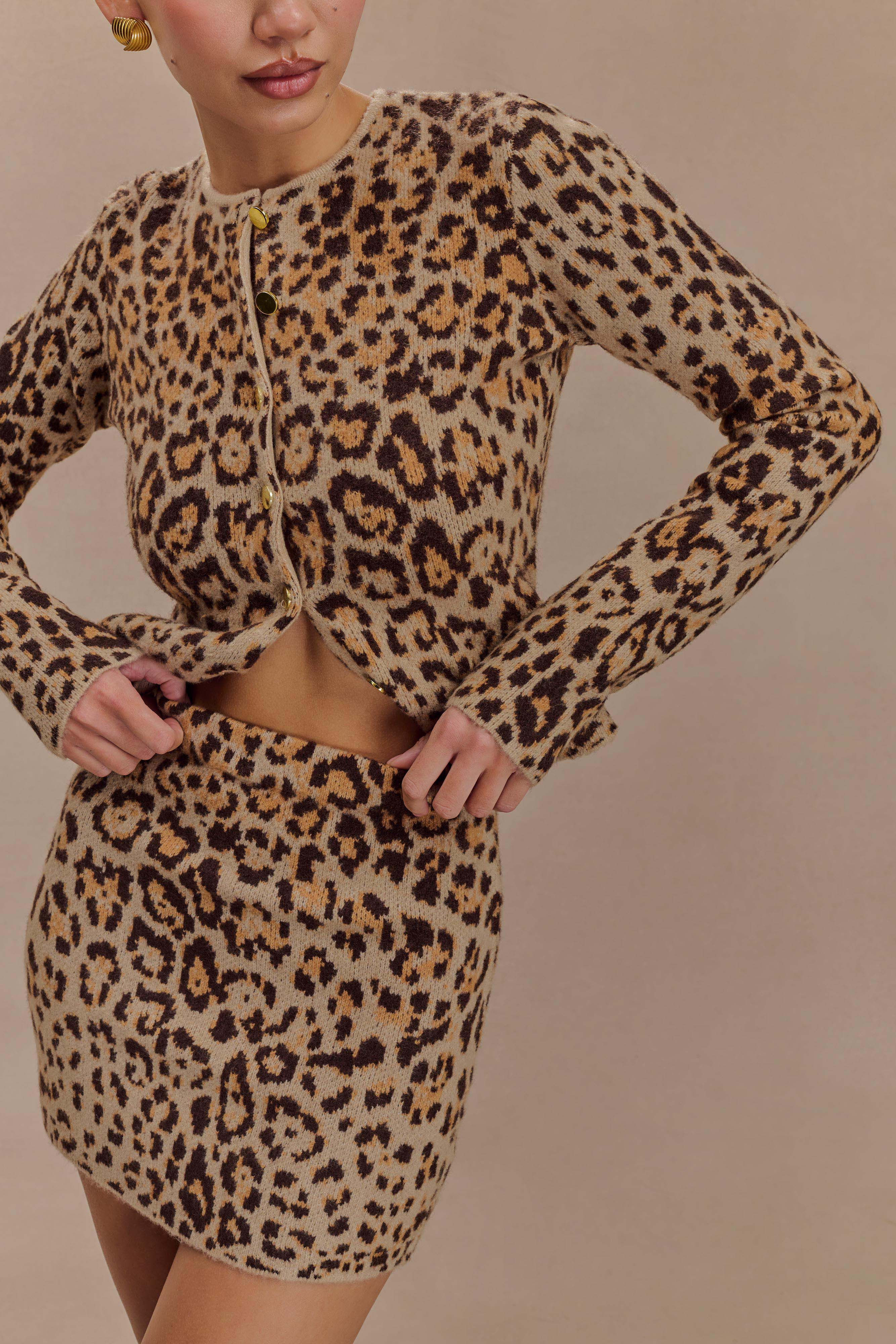 Knit Cardigan - Leopard Print | MESHKI US
