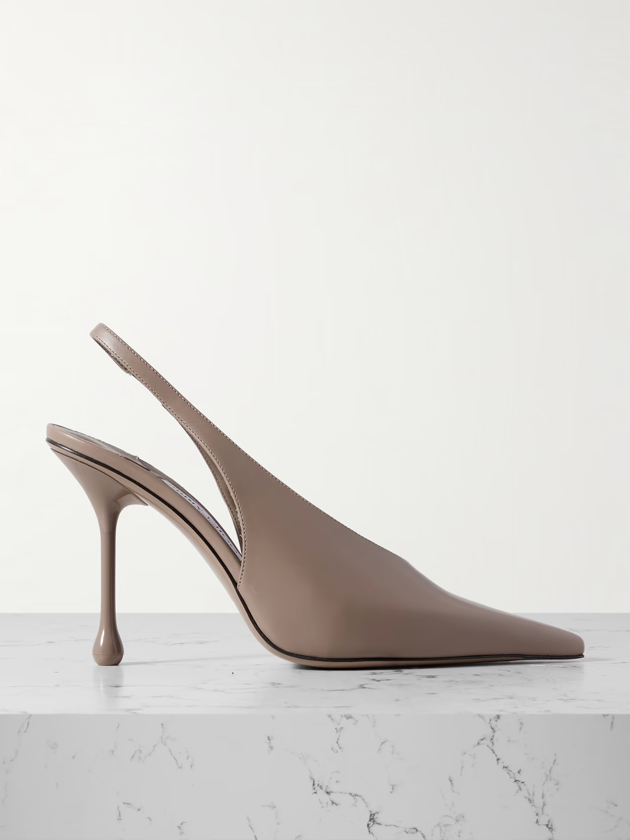 Jimmy Choo - Isa 95 Leather Slingback Pumps - Neutrals | NET-A-PORTER (US)