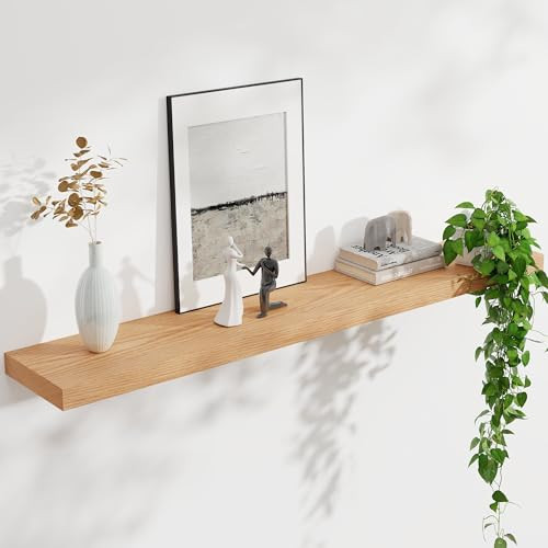 Floating Shelves for Wall, USA-Sourced Oak Wood 48 Inch Long Wall Shelves, Natural Wooden Wall Mounted Picture Ledge Shelf, Nursery Book Storage Shelf Kids Bookshelf, Display Shelf for Bathroom | Amazon (US)