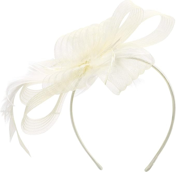 Women Feather Fascinator Flower Derby Headpiece Elegant Hairpin Headband for Tea Party Wedding Co... | Amazon (US)