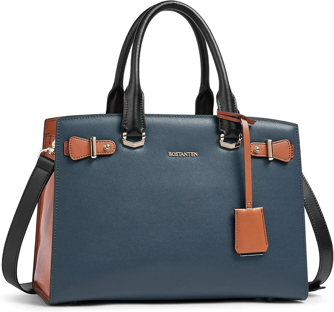 BOSTANTEN Women Leather Handbag Designer Satchel Purses Top Handle Shoulder Totes Crossbody Bag | Amazon (US)