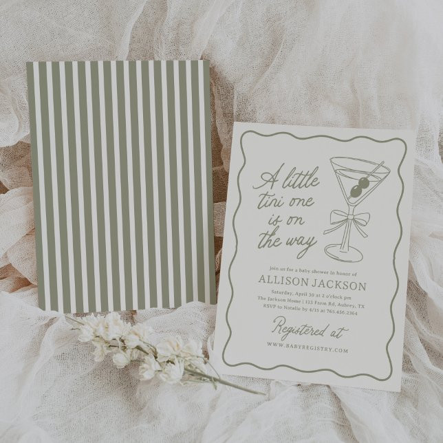 A Tini One Is On The Way Martini Baby Shower Invitation | Zazzle | Zazzle