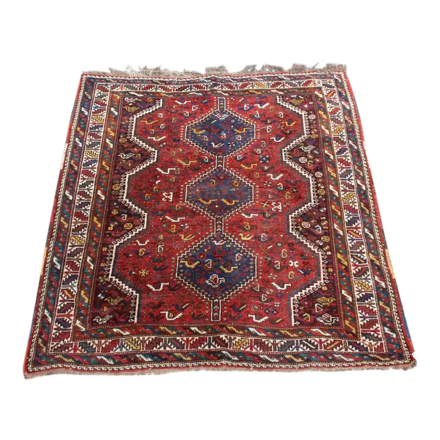Vintage Persian Shiraz Rug 5'2" X 6' | Chairish