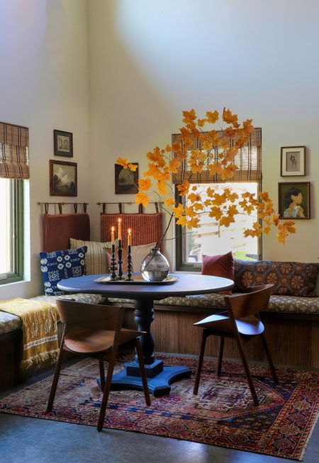 Breakfast book fall style up. This is my favorite time of year to dress up houses. Best part…leaves are free. Happy Fall! 

#fallstyling #fall 

#LTKhome #LTKstyletip #LTKSeasonal