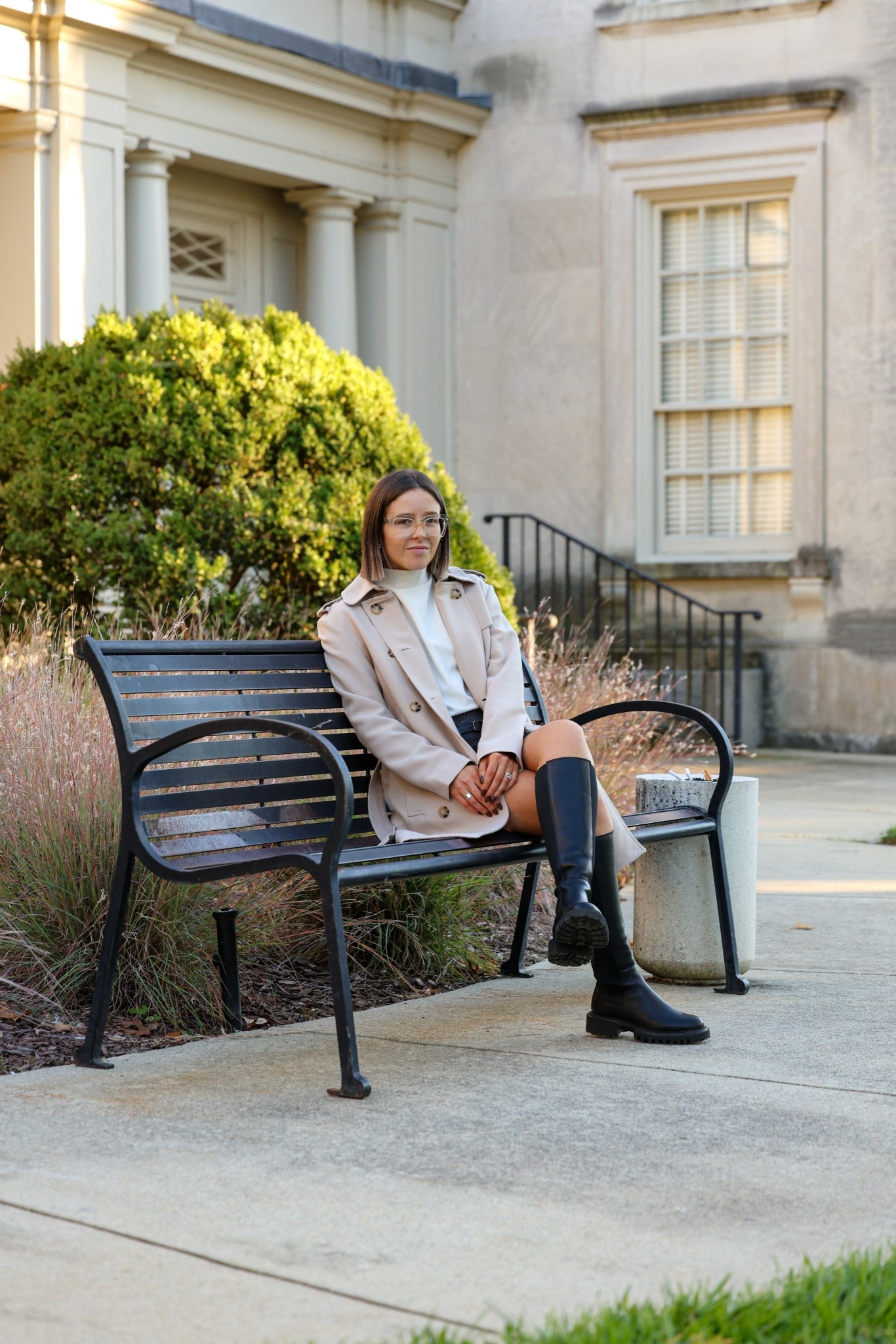 loving this @vici Pleated Belted Miniskirt in black herringbone! Bonus - it has shorts👏🏼 pictured with a cream mockneck sweater top and a tan trench coat from H&M that is perfect for us shorter girlies 

Wearing AllSaints knee high leather lug sole boots tts. Pricey but I have worn them countless times!

Black boots, knee high boots, fall outfit, chic outfit, New York fall outfit, fall Pinterest outfit, Gold jewelry, gold necklace, gold chain, necklace stack, initial necklace, Melinda Maria jewelry, good rings, ring stack, gold hoops, gold earrings, micro skirt, micro skort, mockneck top, mockneck sweater, trench coat

#LTKootd #LTKPetite #LTKHoliday