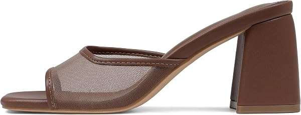 Mattiventon Heeled Sandals for Women Slide Sandals Square Open Toe Mules Chunky Heels Slip On Sum... | Amazon (US)