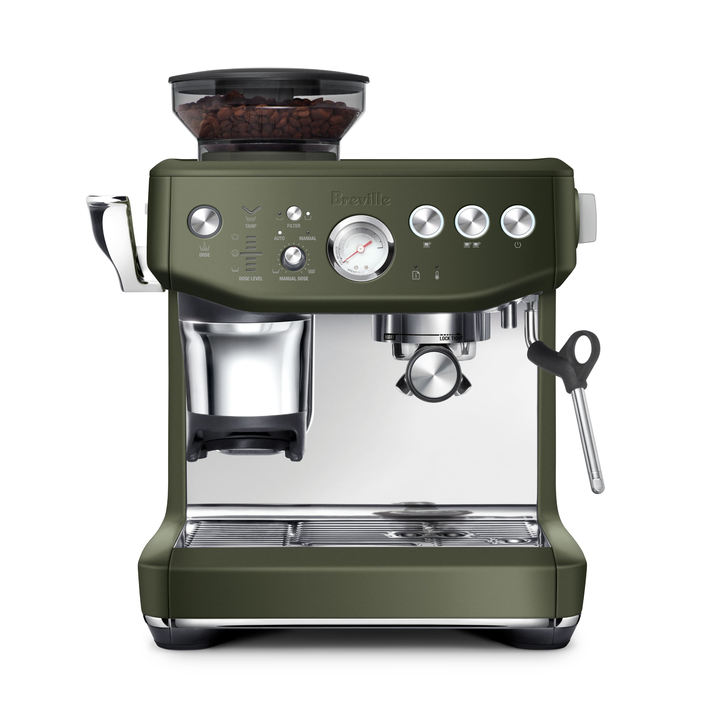Breville - the Barista Express Impress Espresso Machine - Olive Tapenade | Best Buy U.S.