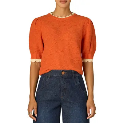 Wit & Wisdom Puff Sleeve Sweater in Sunrise/ecru at Nordstrom, Size X-Large | Nordstrom