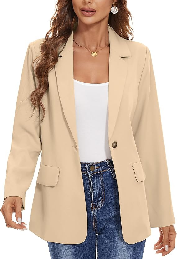 Women's Casual Blazers Long Sleeve Open Front Lapel Collar Work Office Blazers Jacket with Pocket... | Amazon (US)