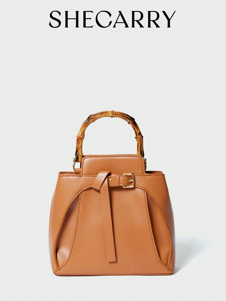 SHECARRY 1pc Women Plain Color Button Decor Daily Commute Handbag | SHEIN