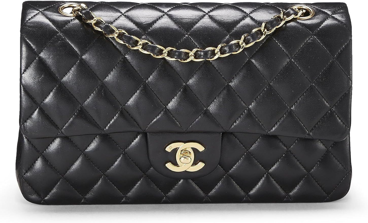 Amazon.com: Chanel, Pre-Loved Black Quilted Lambskin Double Flap Bag Medium, Black : Luxury Store... | Amazon (US)