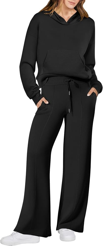 ANRABESS Womens Two Piece Outfits Hoodies Sweatsuits Fall Casual Loose Wide Leg Sweat Lounge Sets... | Amazon (US)