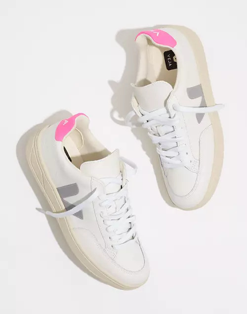 Veja™ Leather V-12 Lace-Up Sneakers in White and Natural | Madewell