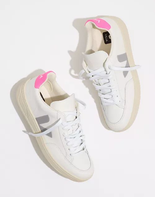 Veja™ Leather V-12 Lace-Up Sneakers in White and Natural | Madewell