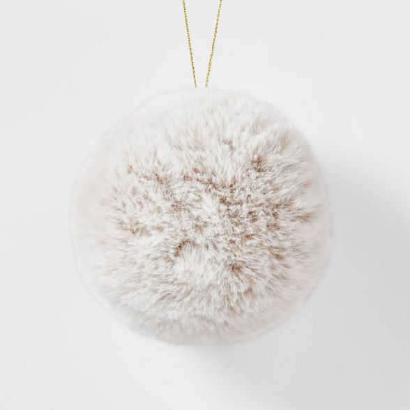Faux Fur Round Ball Smooth Texture Christmas Tree Ornament Gray - Wondershop™ | Target