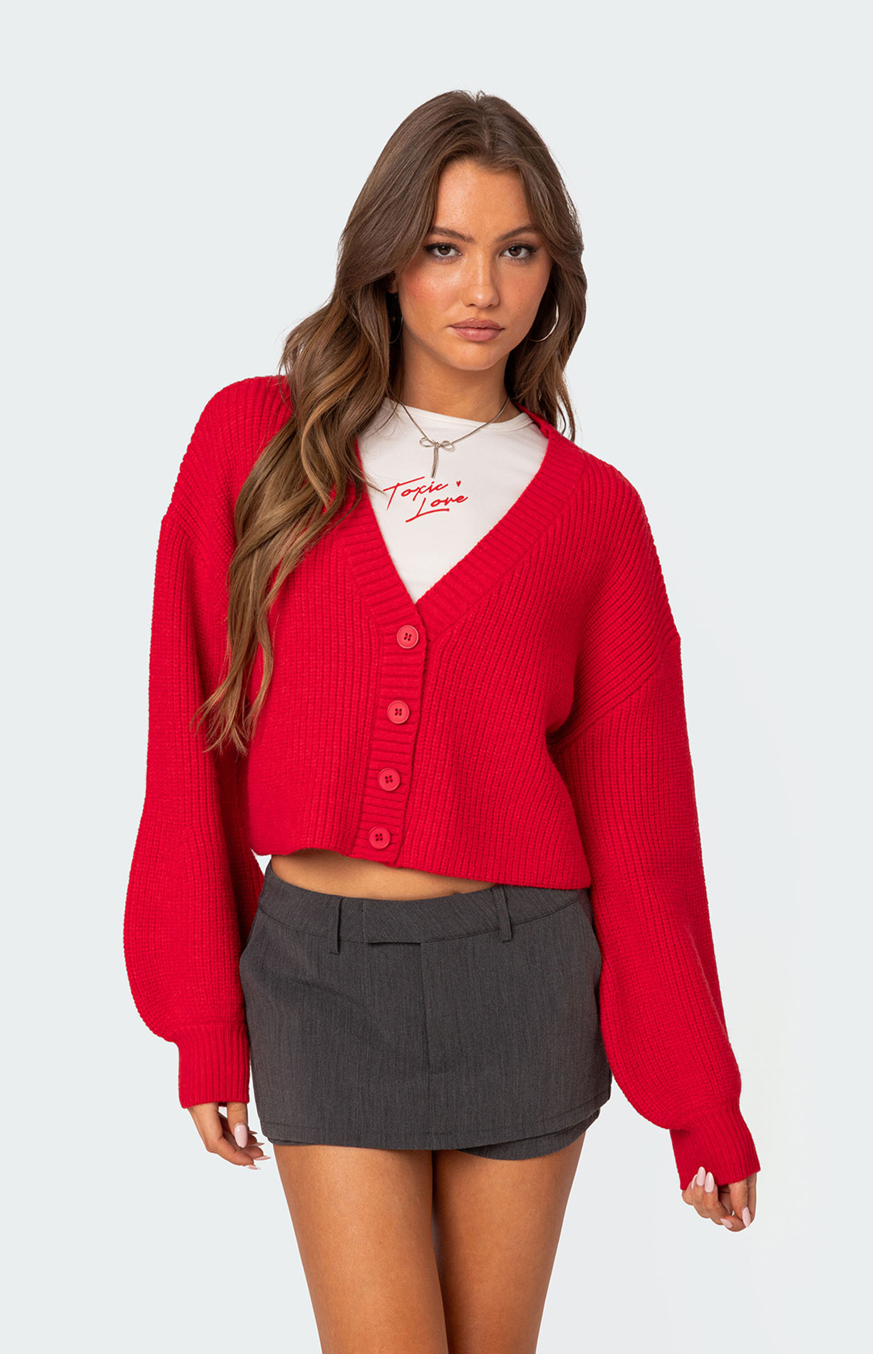 Edikted Sabrina Chunky Knit Cropped Cardigan | PacSun