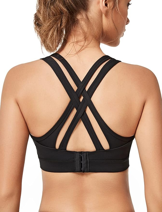 Yvette Women High Impact Sports Bras Criss Cross Back Sexy Running Bra for Plus Size | Amazon (US)