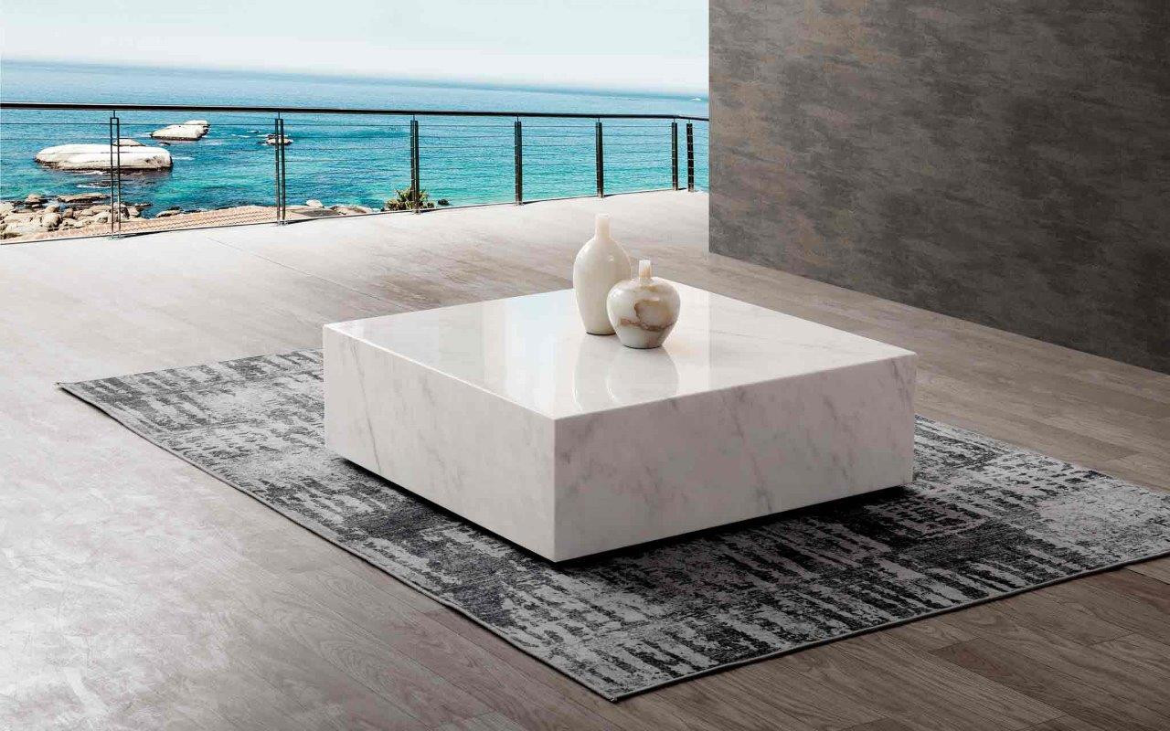 Cube White Marble Coffee Table | 1stopbedrooms