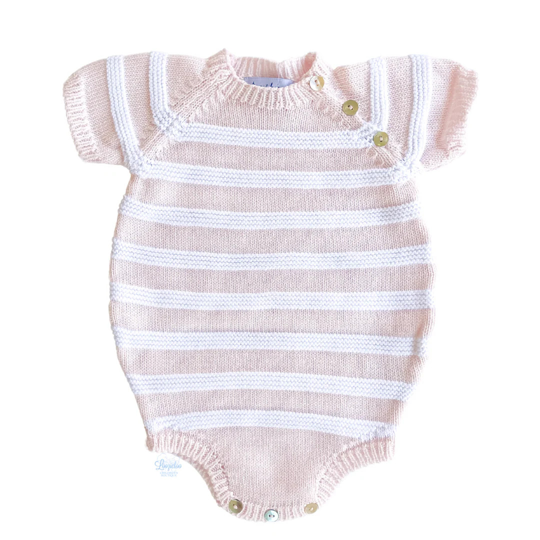 Pink Stripe Knitted Romper | Loozieloo