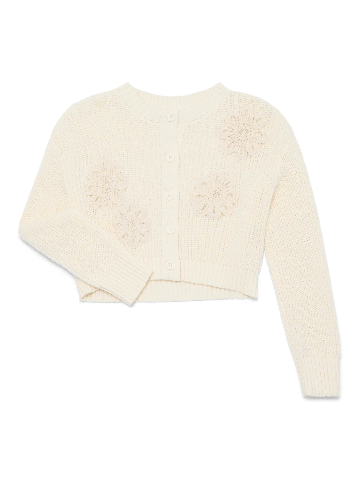 Wonder Nation Girls Crewneck Cardigan with Long Sleeves, Sizes 4-18 & Plus | Walmart (US)