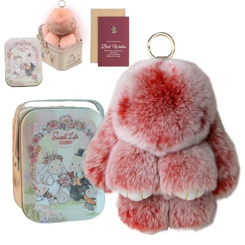 Bunny Lulu Bunny Keychain - BunnyLulu Keychain with Tin, Handmade Soft Bunny PomPom Charms for Christmas Birthday Gift (L) | Amazon (US)