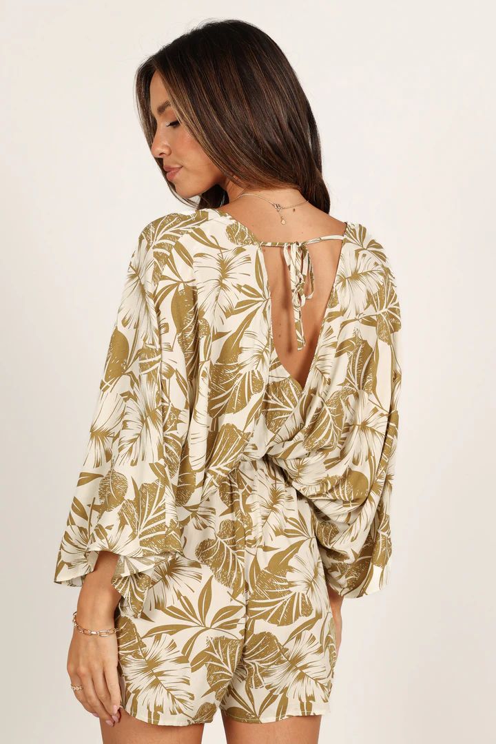 Willa Kimono Sleeve Romper - Olive | Petal & Pup (US)