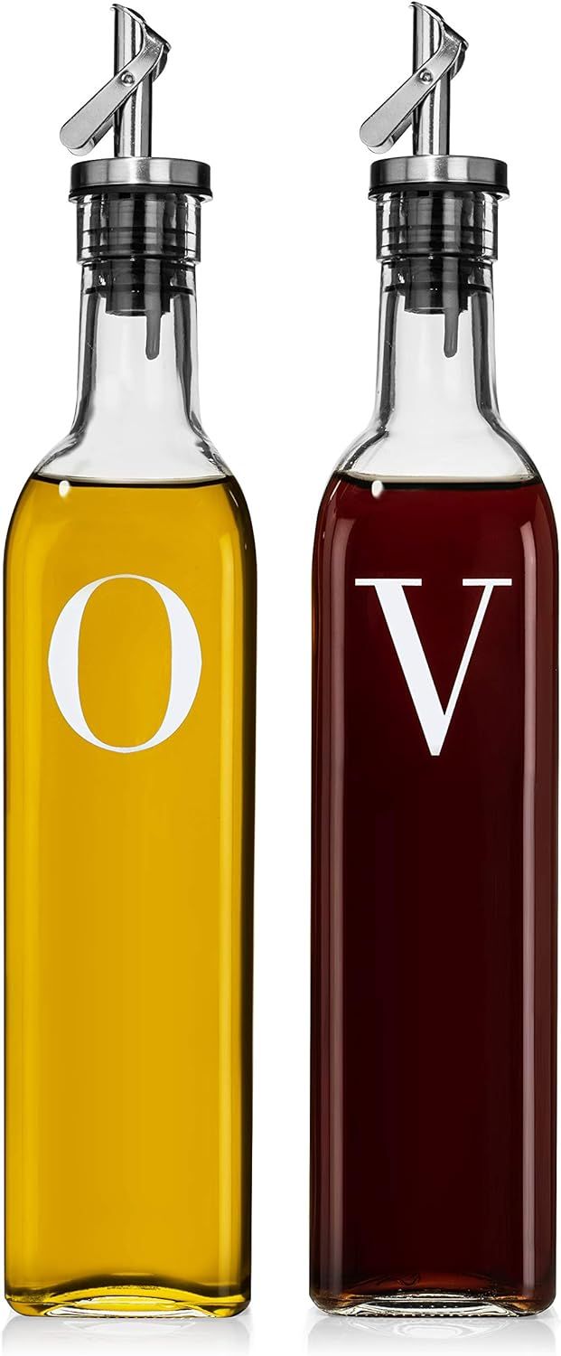GreenOlive Olive Oil and Vinegar Dispenser Set - 17 oz. No Drip BPA Free Spout, Olive Oil Bottle ... | Amazon (US)