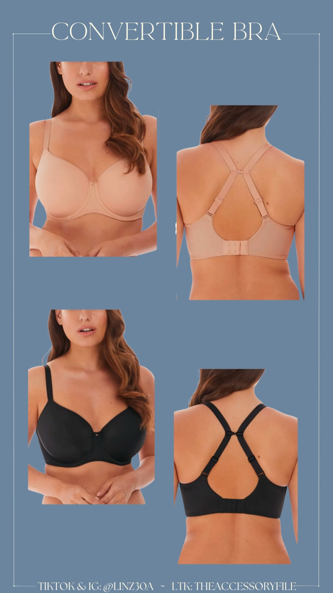 This is the bra I wear with my tank tops and Racerback tops. You can wear it with the straps normal or hook them together in the back to form a Racerback style with a J hook on the straps. I find that this bra runs TTS. 

Racerback bra, convertible bra, bra for tank tops, spring fashion must haves, summer fashion must haves 

#LTKWatchNow #LTKFindsUnder100 #LTKStyleTip