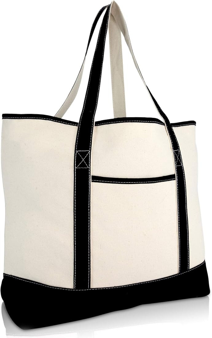 22" Extra Large Zippered Shopping Tote Grocery Bag with Outer Pocket in Black | Amazon (CA)