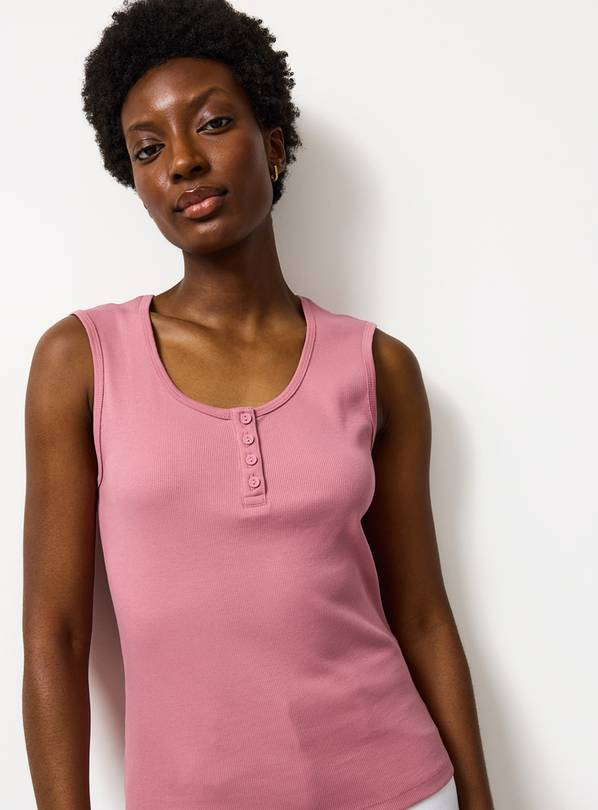 Pink Ribbed Henley Neckline Vest 20 | Tu Clothing