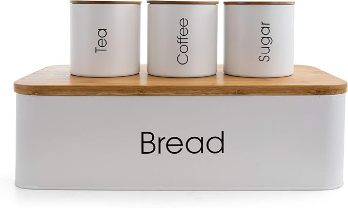 MegaChef Kitchen Food Storage and Organization 4 Piece Canister Set in White | Amazon (US)