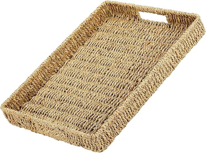 MaxGear Handwoven Seagrass Serving Tray with Handles, Rectangular Decorative Basket for Home and ... | Amazon (US)
