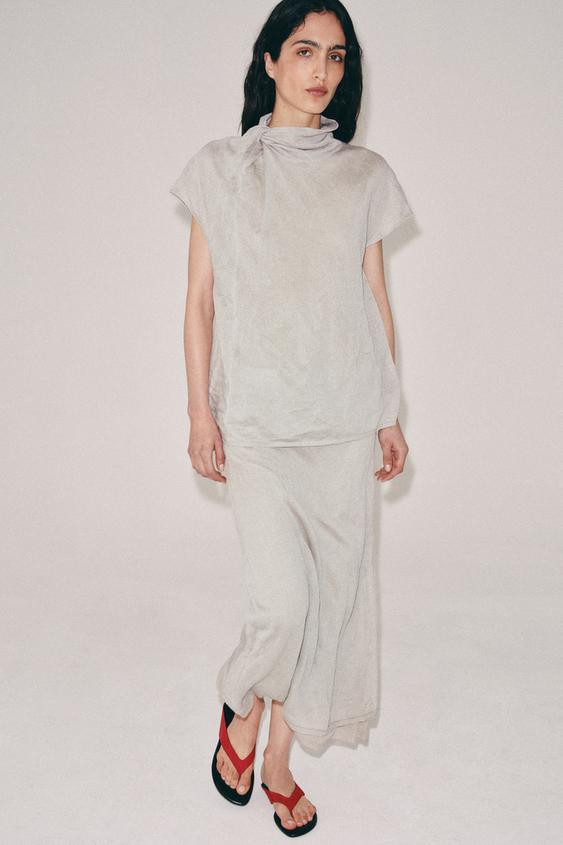 WRINKLED KNIT KNOT TOP | Zara US