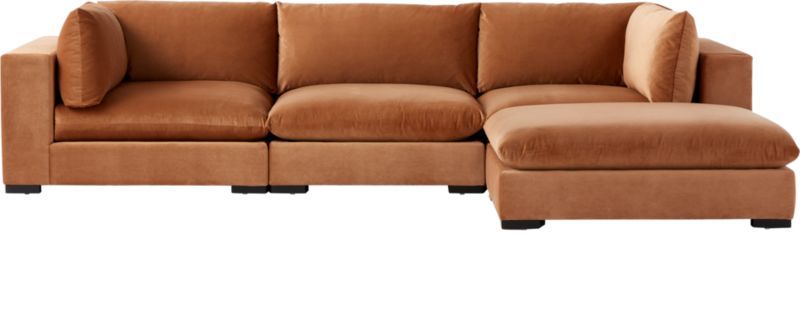 Deseo 4-Piece Modular Copper Brown Performance Velvet Sectional Sofa | CB2 | CB2