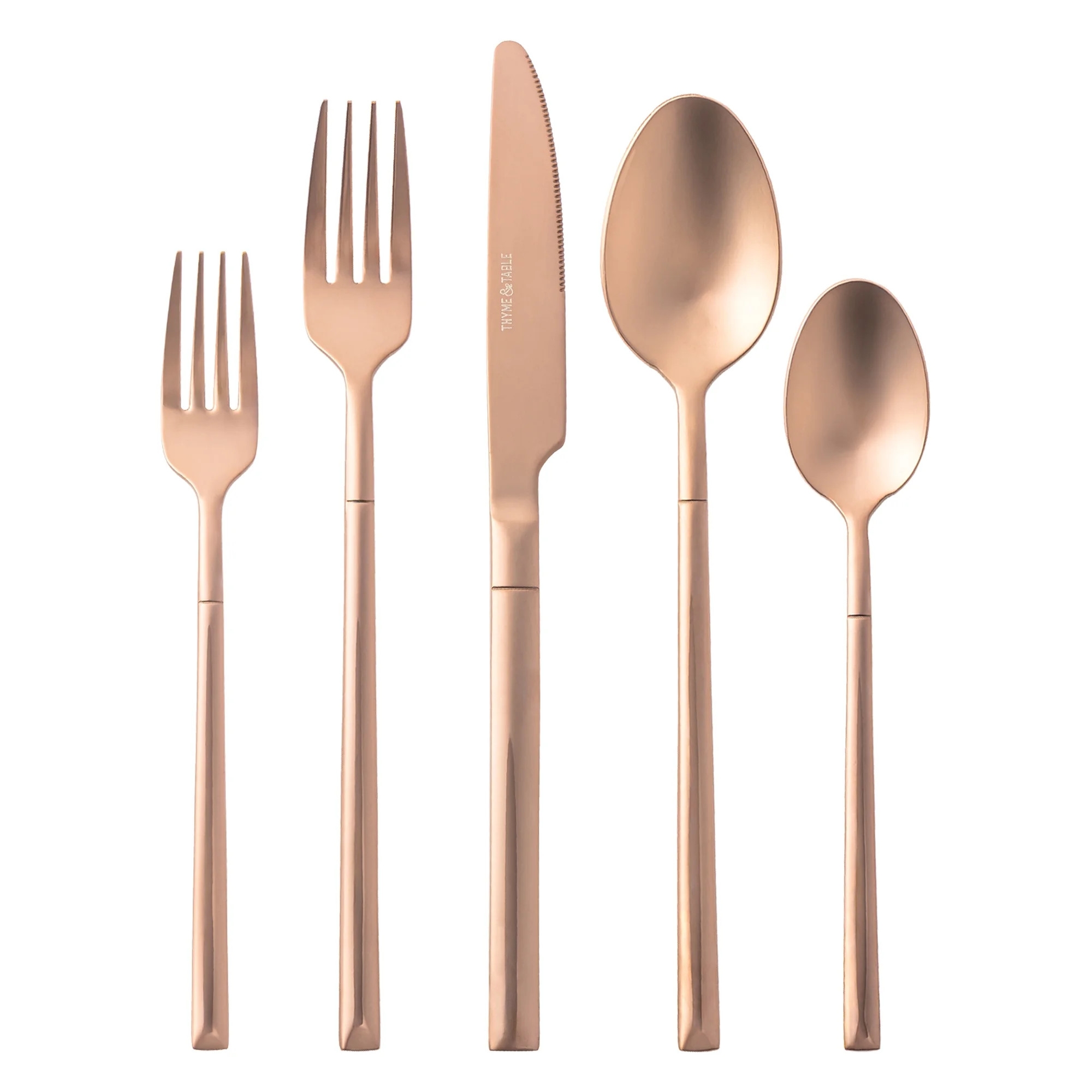 Thyme & Table Arden 20-Piece Bronze Stainless Steel Flatware Set, Service for 4 | Walmart (US)