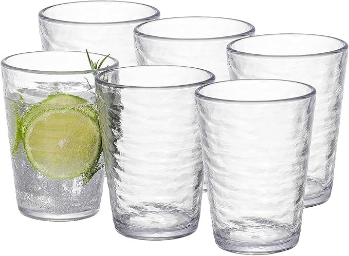 KLIFA- RIPPLE- 16 ounce, Set of 6, Acrylic Tumbler Drinking Glasses Cups, BPA-Free, Stackable Pla... | Amazon (US)