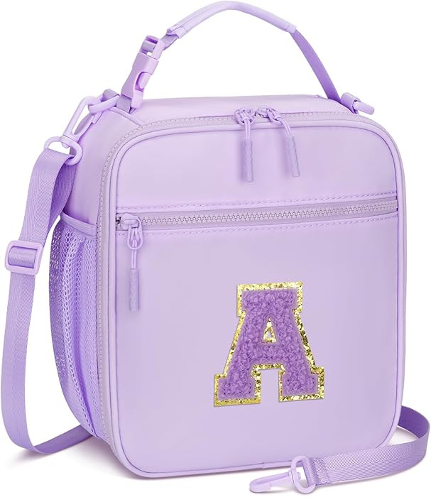 Initial Insulated Lunch Bag for Girls Kids, Back to School Gift, Reusable Leak-proof Lunch Box wi... | Amazon (US)