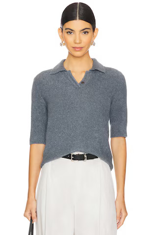 Vince Soft Boucle Short Sleeve Polo in Lake Stone from Revolve.com | Revolve Clothing (Global)