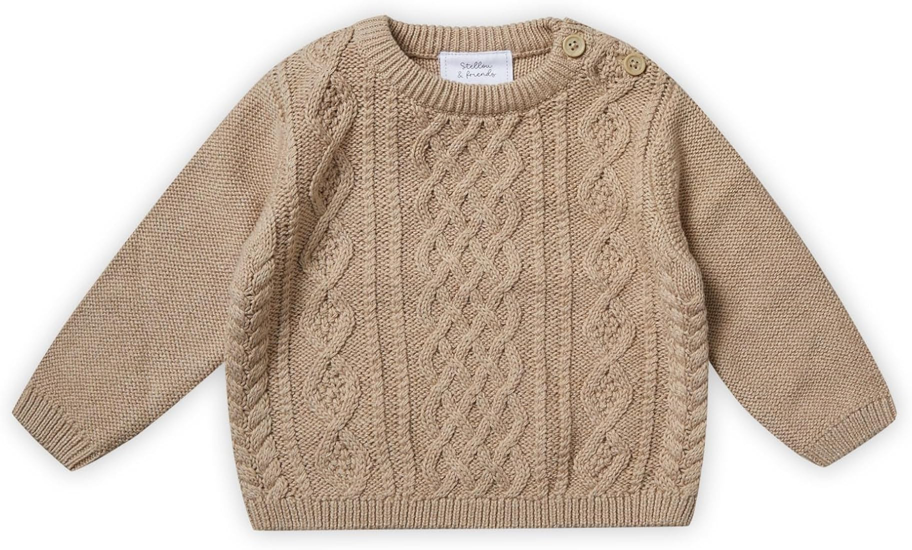 Stellou & friends 100% Cotton Unisex Cable Knit Sweater for Babies and Children Ages 0-6 Years | Amazon (US)