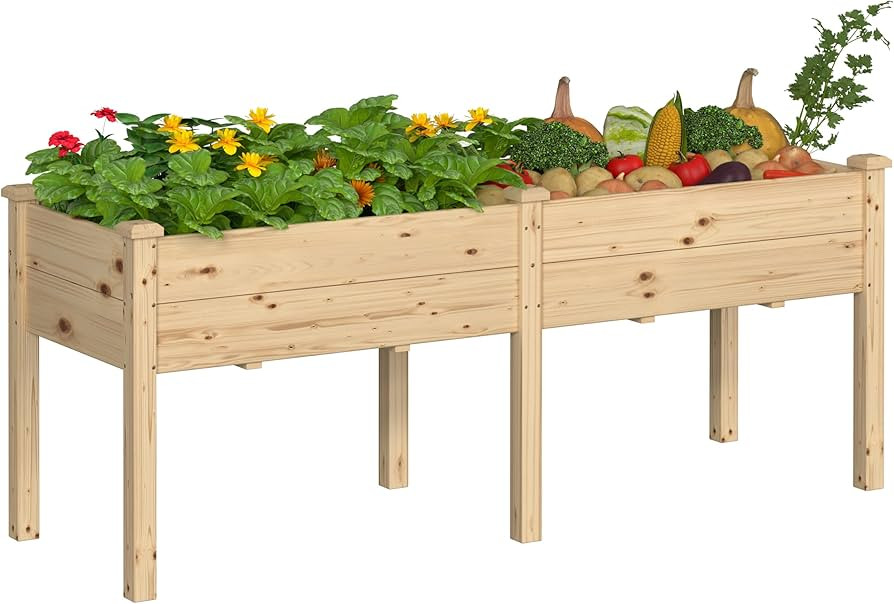 BlueWish 72''L x 23''W x 30''H Outdoor Cedar Garden Bed, Raised Garden Bed with 8 Drainage Holes ... | Amazon (US)