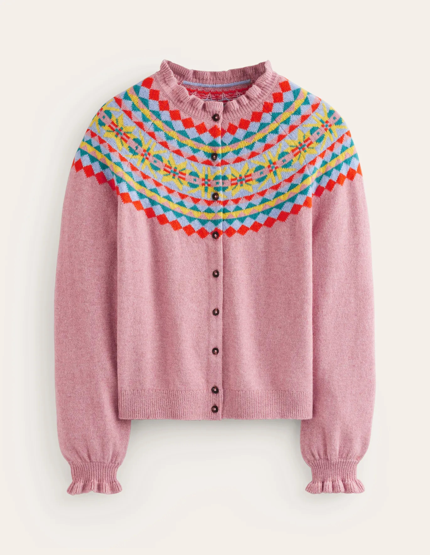 Fae Fair Isle Frilled Cardigan | Boden (US)