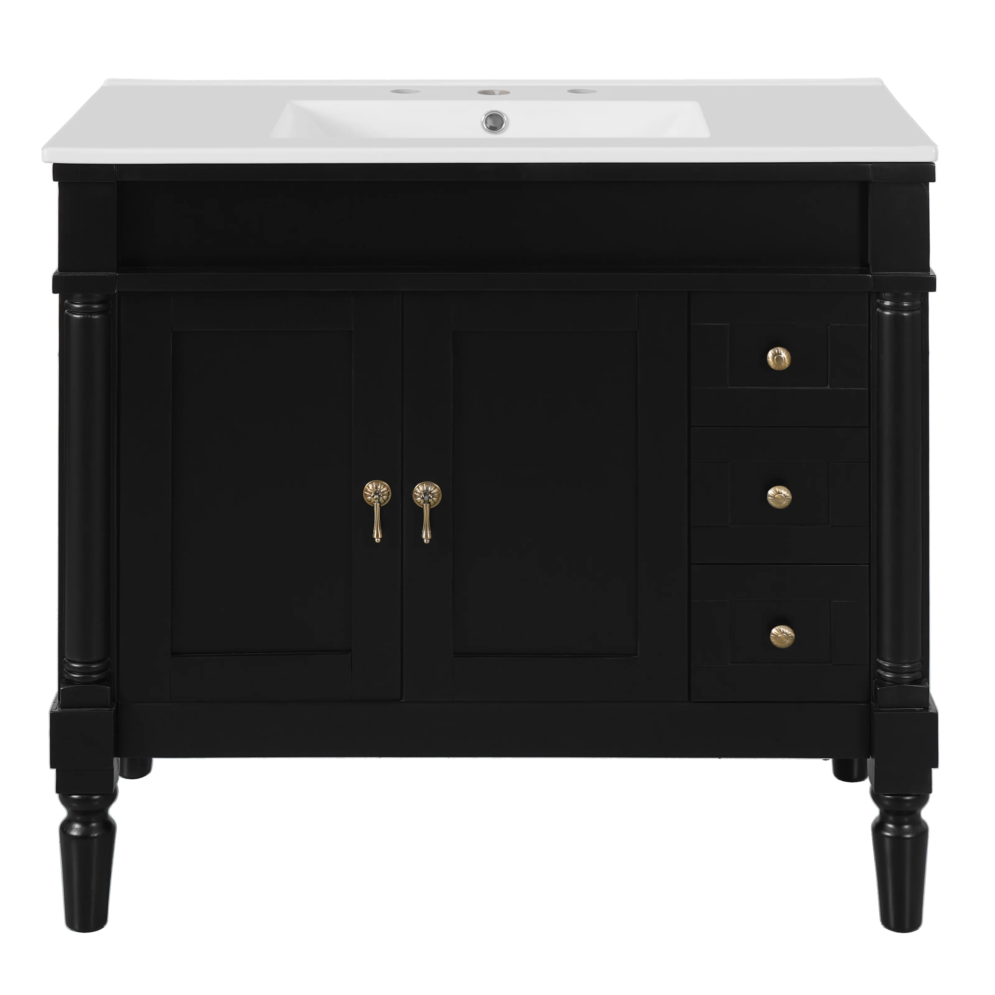 Oxford 36" Freestanding Bathroom Vanity with Ceramic Sink, 3 Drawers & Adjustable Shelf | Wayfair North America