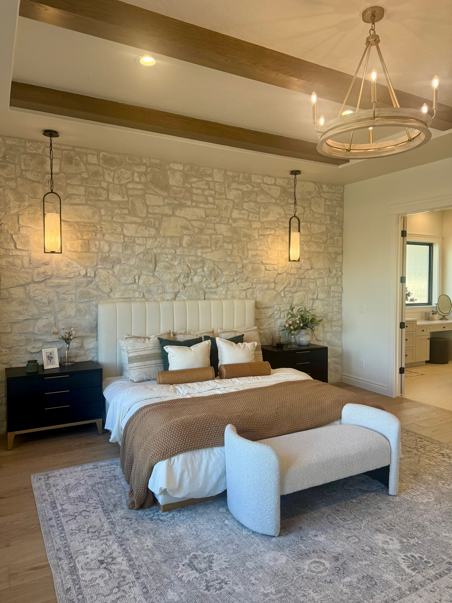 I’m sharing the pieces from this bedroom that create a calm, layered feel without overcomplicating the space.

I chose the rug, bench, lighting, and bedding for their warm tones and simple textures. Everything works together to soften the stone wall and keep the room feeling balanced and livable.

All linked here if you’re building a bedroom that feels relaxed, cohesive, and easy to maintain.
@Wayfair 
@Walmart

#LTKU #LTKHome #LTKSaleAlert
