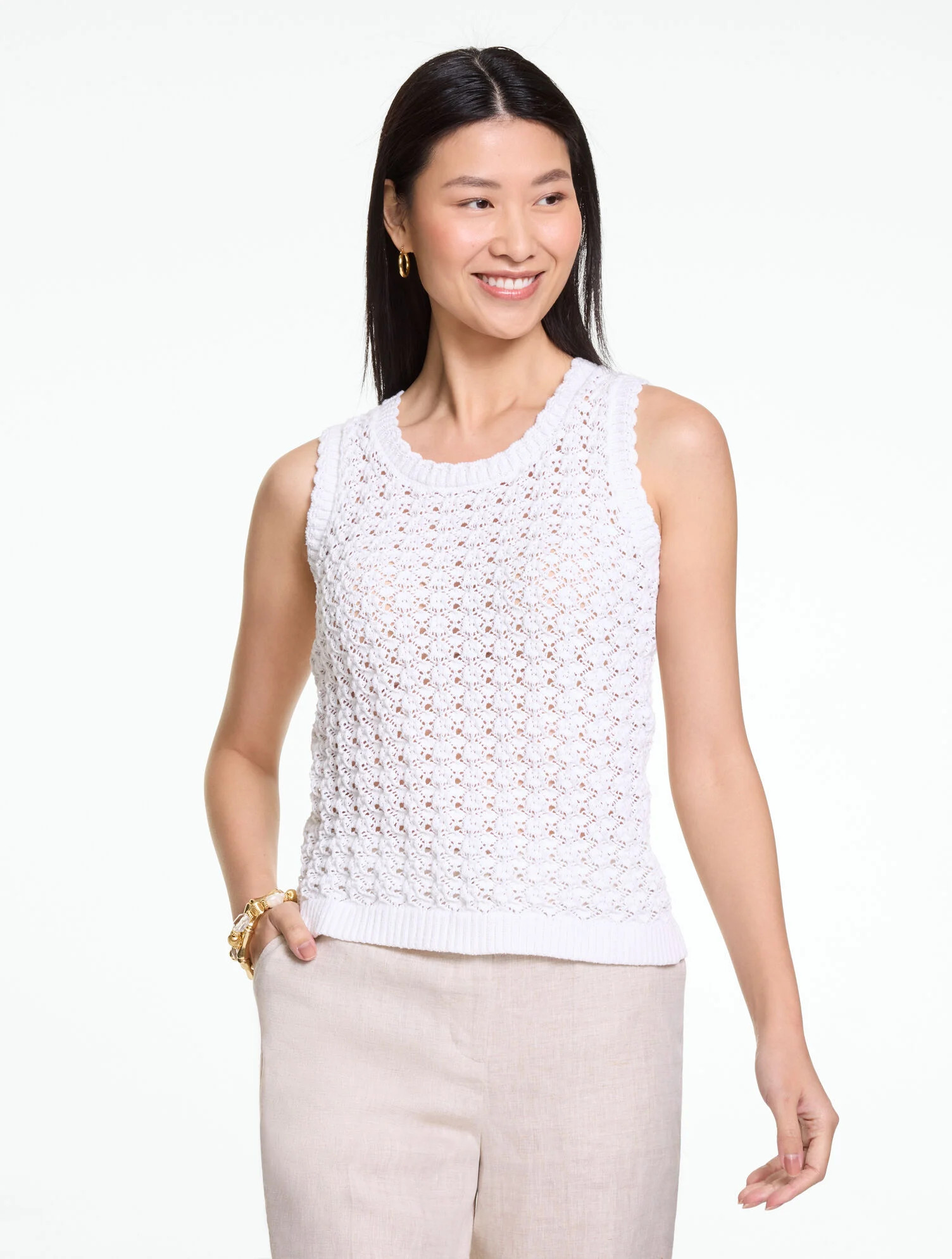 Scallop Trim Pointelle Shell | Talbots