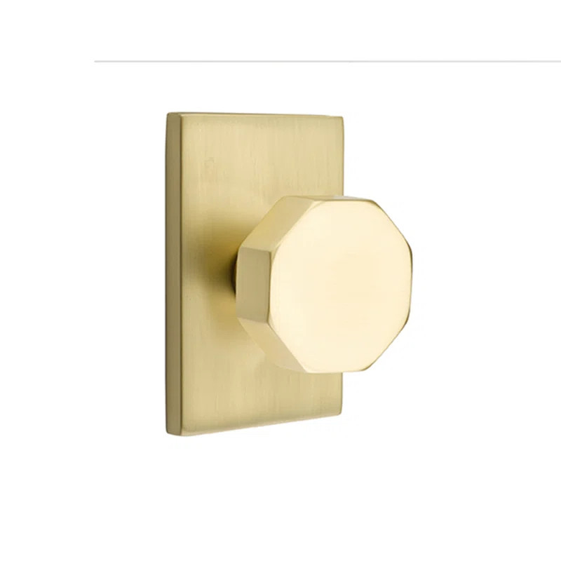 5112OCTUS4 Passage Octagon Knob with Modern Rectangular Rose | Wayfair North America