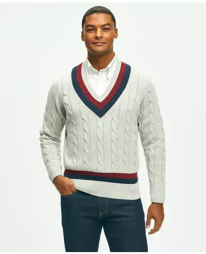 Vintage-Inspired Tennis V-Neck Sweater in Supima® Cotton | Brooks Brothers