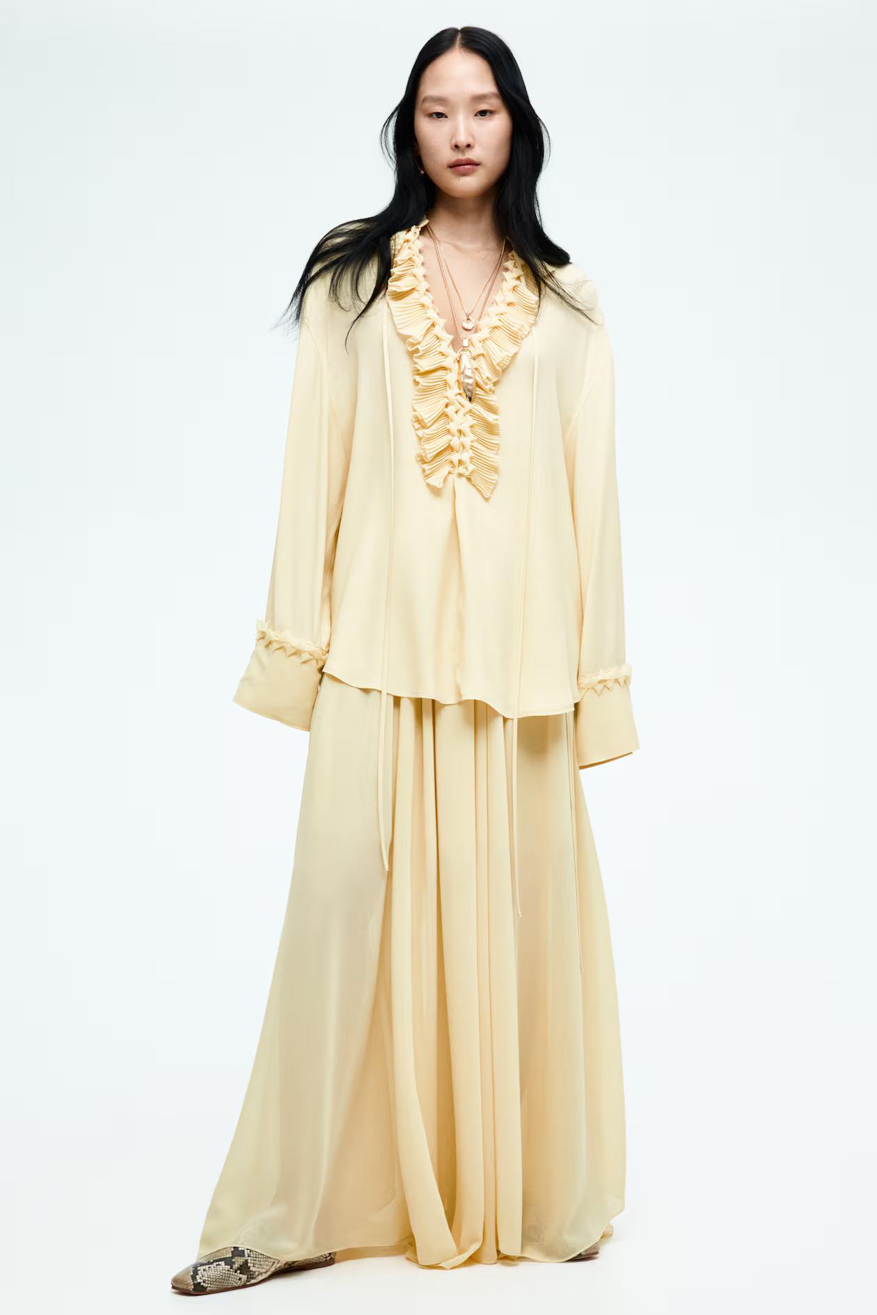 Ruffled tunic - Pale yellow - Ladies | H&M US | H&M (US + CA)
