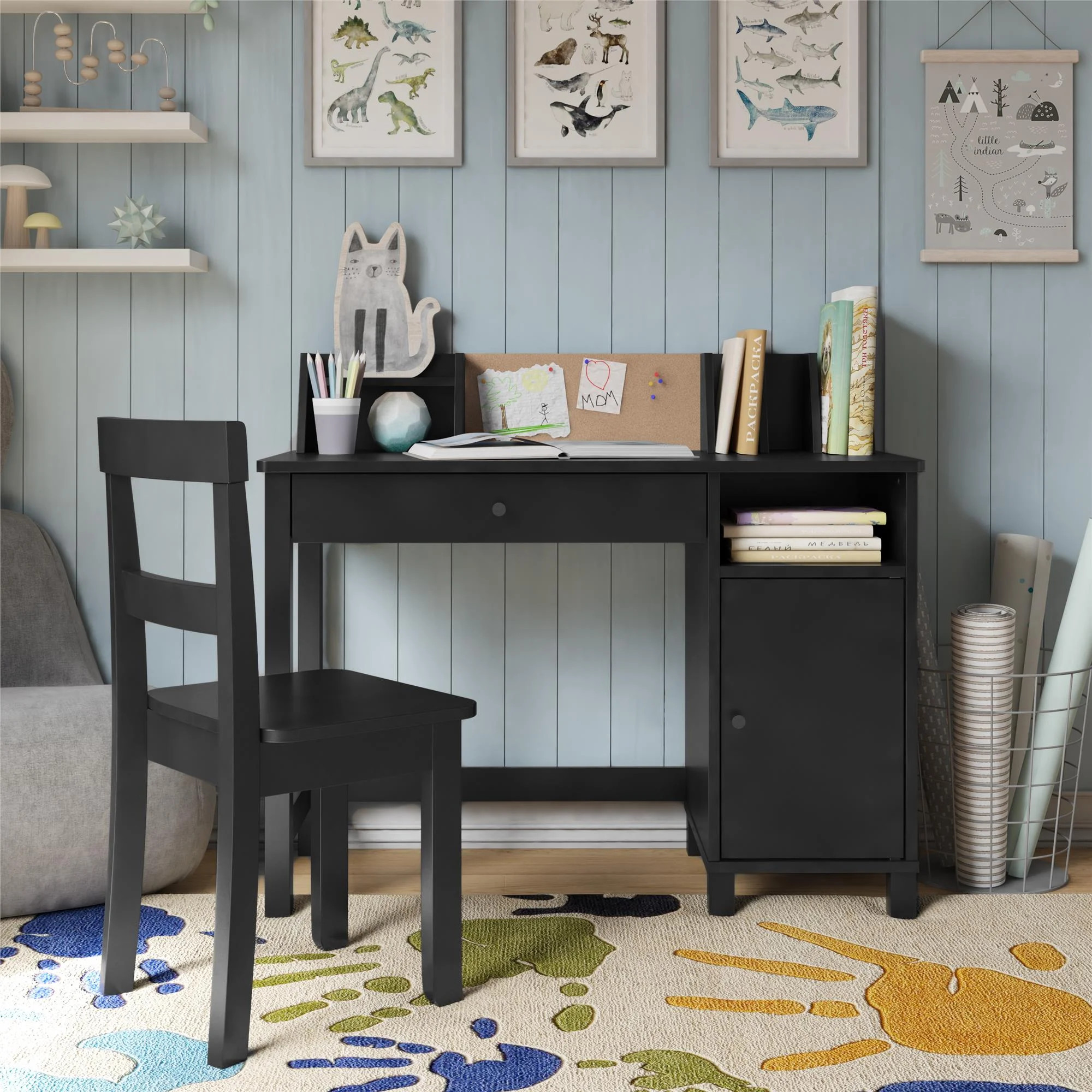 Little Seeds Abigail Kids Desk with Chair, Black | Walmart (US)