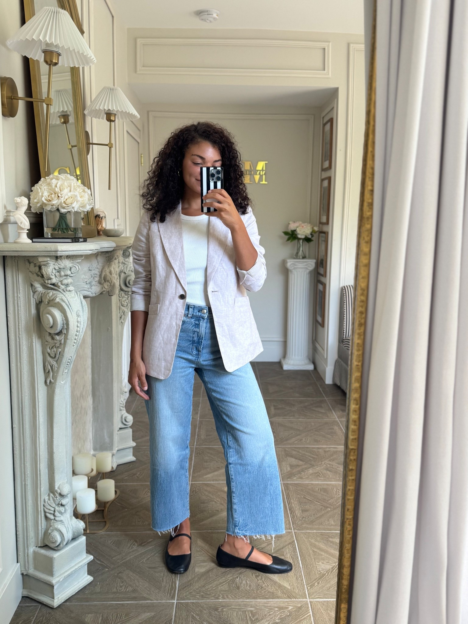 crop wide leg jeans, white tank top, linen blazer, Mary Jane flats 

#LTKSeasonal #LTKShoeCrush #LTKStyleTip